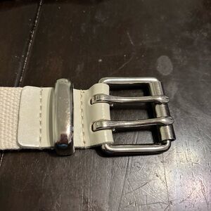 Stylish Cream Belt with Silver Buckle